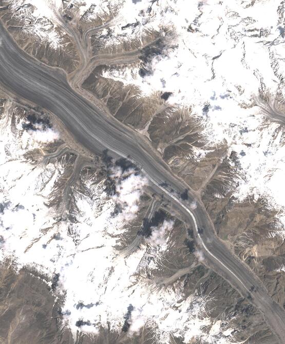 Aerial view of Biafo Glacier