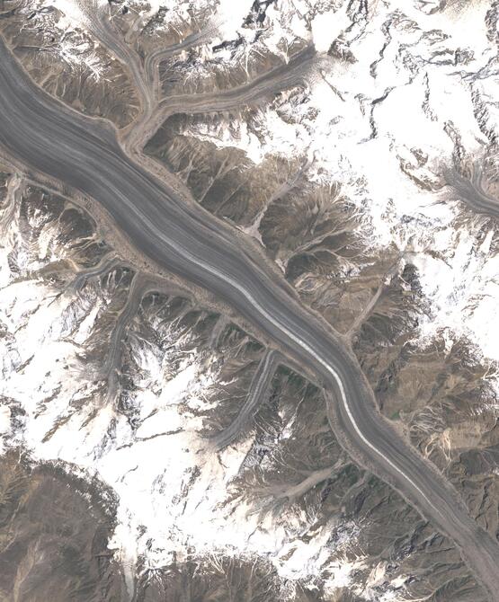 Aerial view of Biafo Glacier