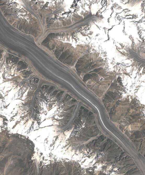 Aerial view of Biafo Glacier