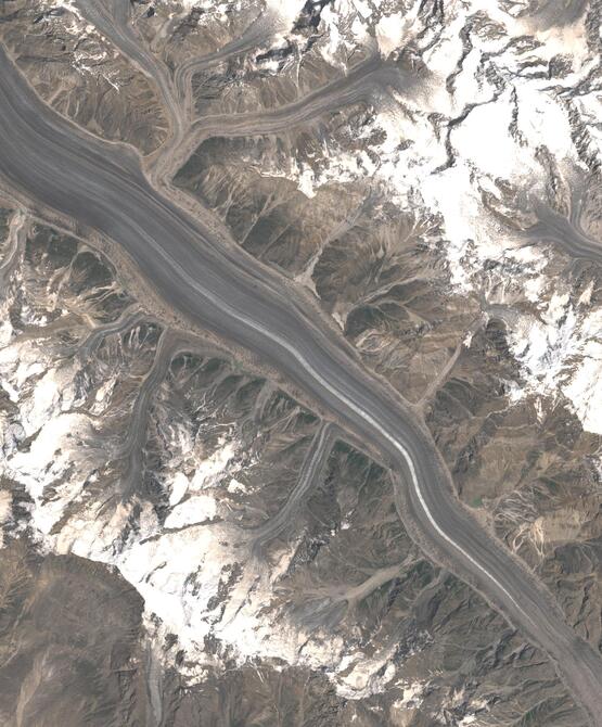 Aerial view of Biafo Glacier