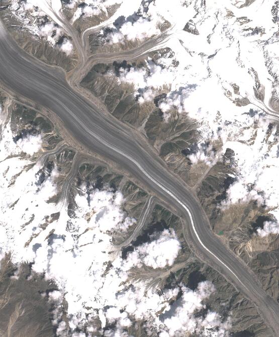 Aerial view of Biafo Glacier