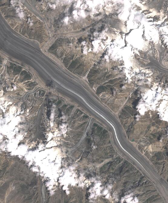 Aerial view of Biafo Glacier