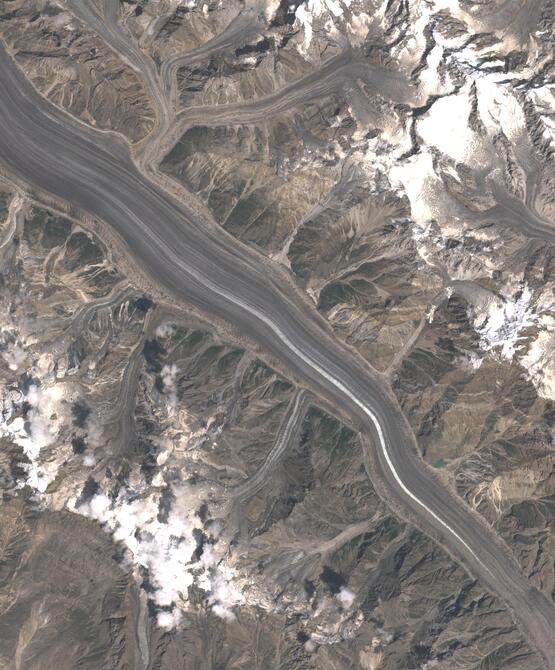 Aerial view of Biafo Glacier