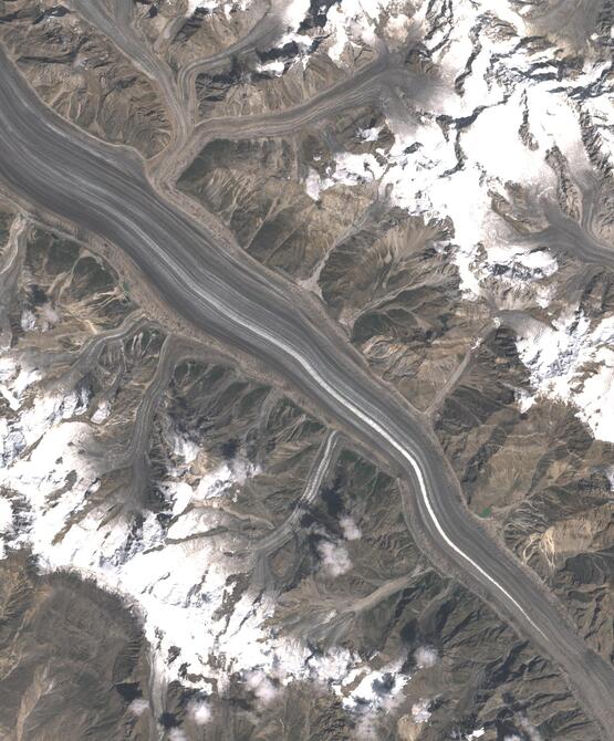 Aerial view of Biafo Glacier