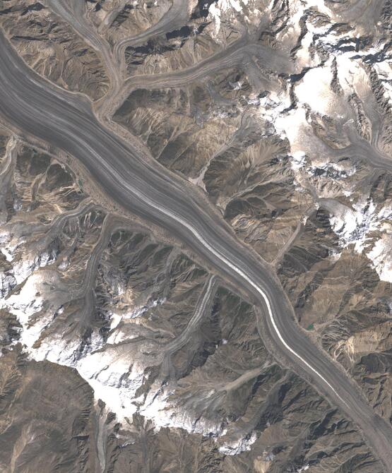 Aerial view of Biafo Glacier