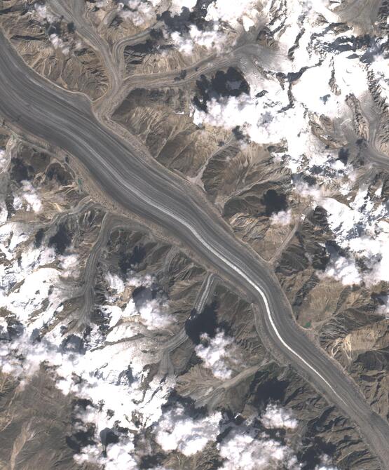Aerial view of Biafo Glacier