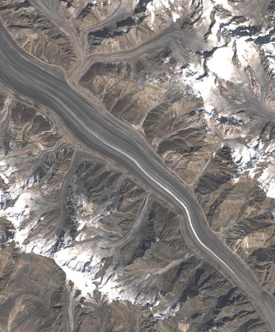 Aerial view of Biafo Glacier