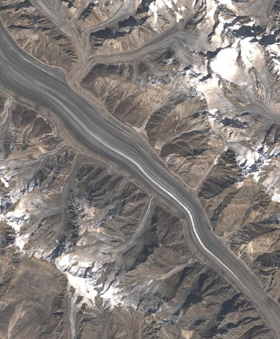 Aerial view of Biafo Glacier