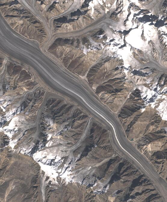 Aerial view of Biafo Glacier