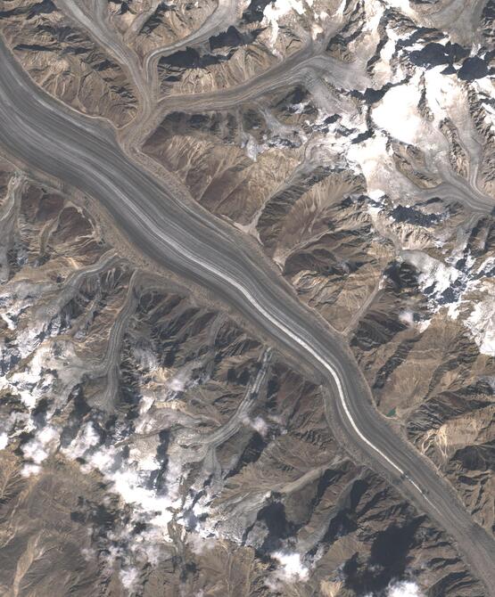 Aerial view of Biafo Glacier