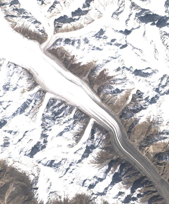 Aerial view of Biafo Glacier