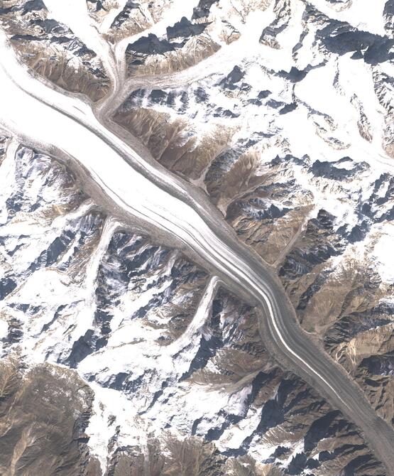 Aerial view of Biafo Glacier
