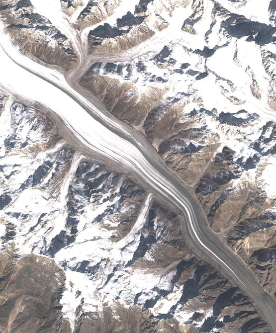 Aerial view of Biafo Glacier