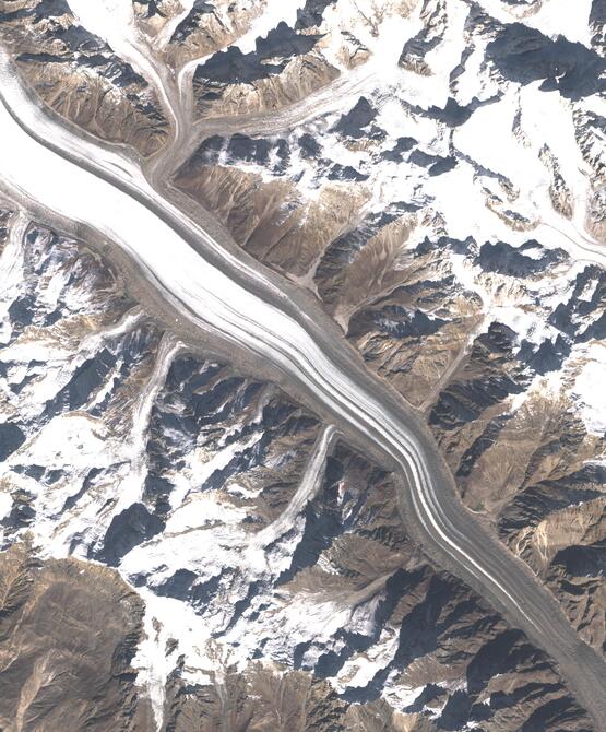 Aerial view of Biafo Glacier