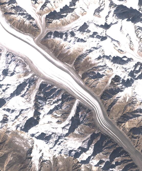 Aerial view of Biafo Glacier