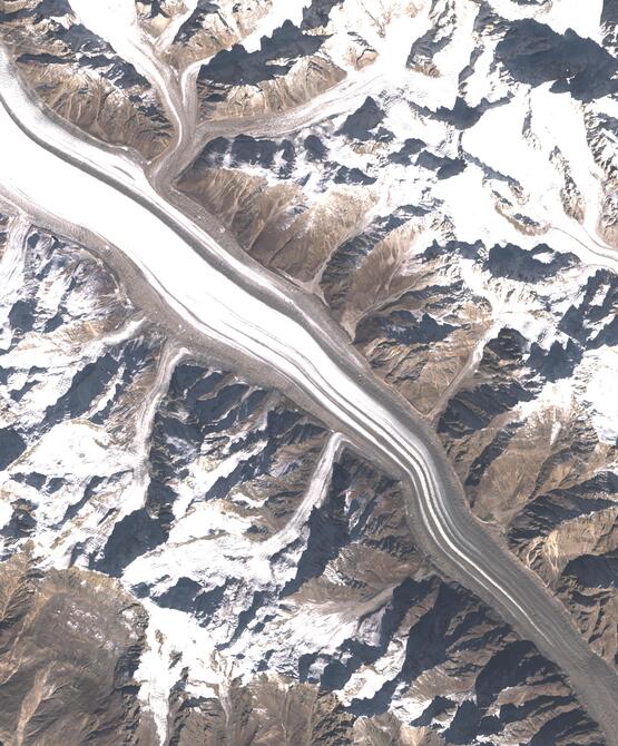 Aerial view of Biafo Glacier