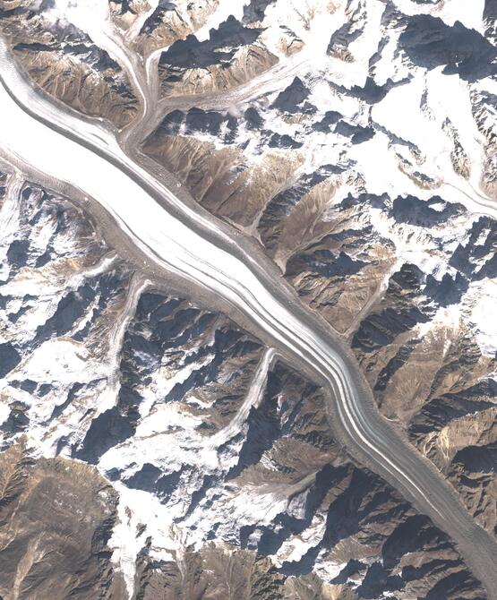 Aerial view of Biafo Glacier
