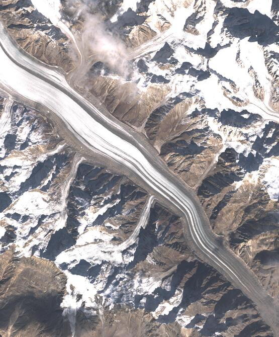 Aerial view of Biafo Glacier
