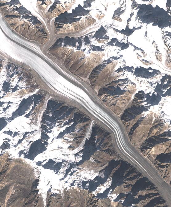 Aerial view of Biafo Glacier