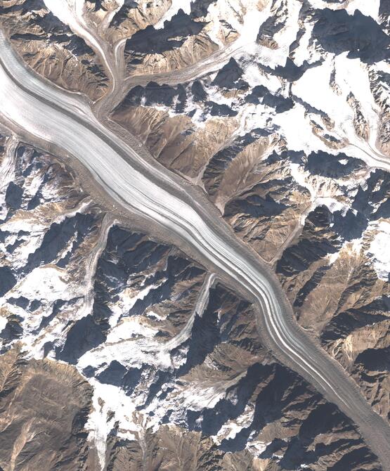Aerial view of Biafo Glacier