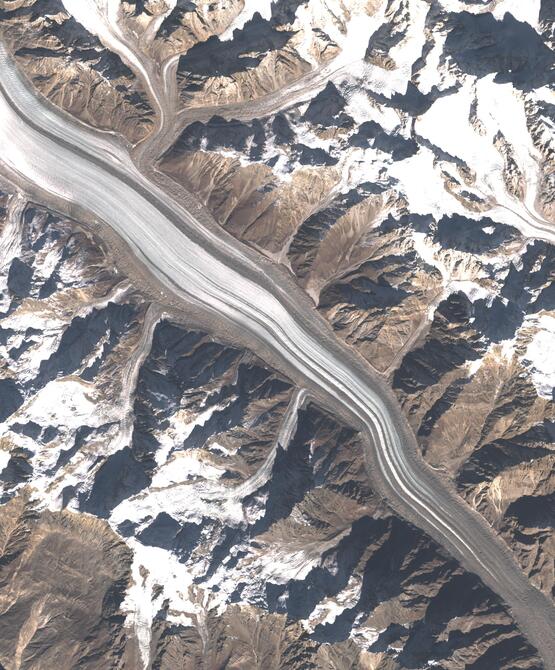 Aerial view of Biafo Glacier