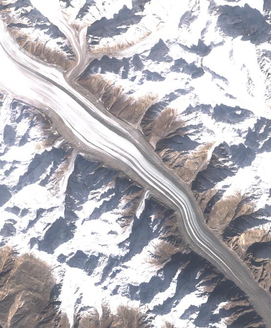 Aerial view of Biafo Glacier