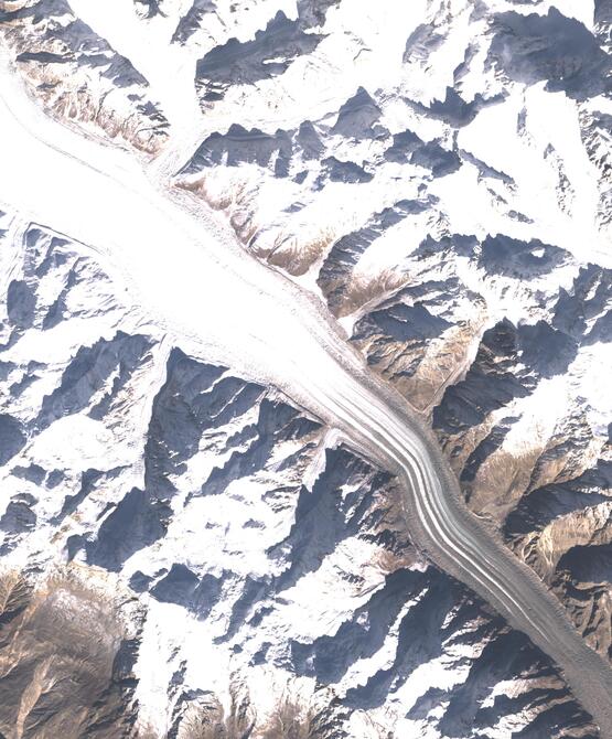 Aerial view of Biafo Glacier