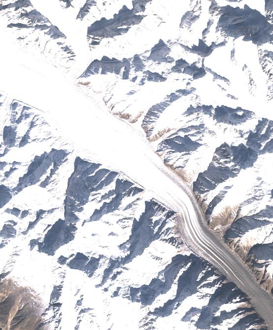 Aerial view of Biafo Glacier
