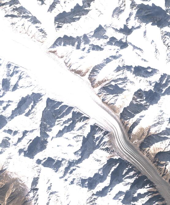 Aerial view of Biafo Glacier