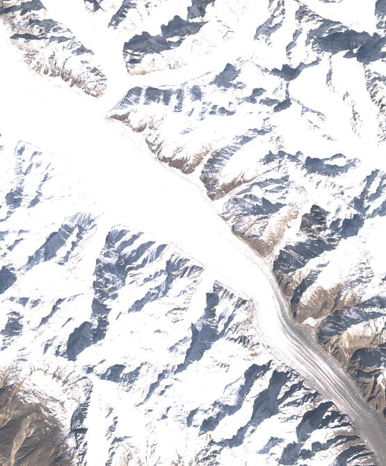 Aerial view of Biafo Glacier