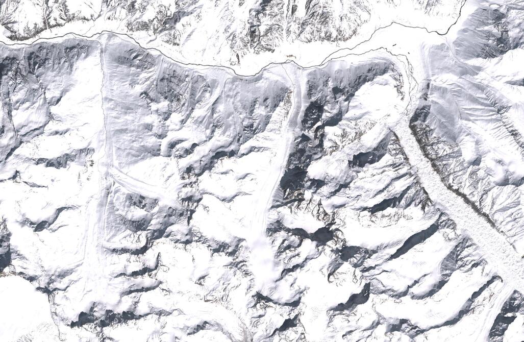 Aerial view of Chhota Shigri Glacier