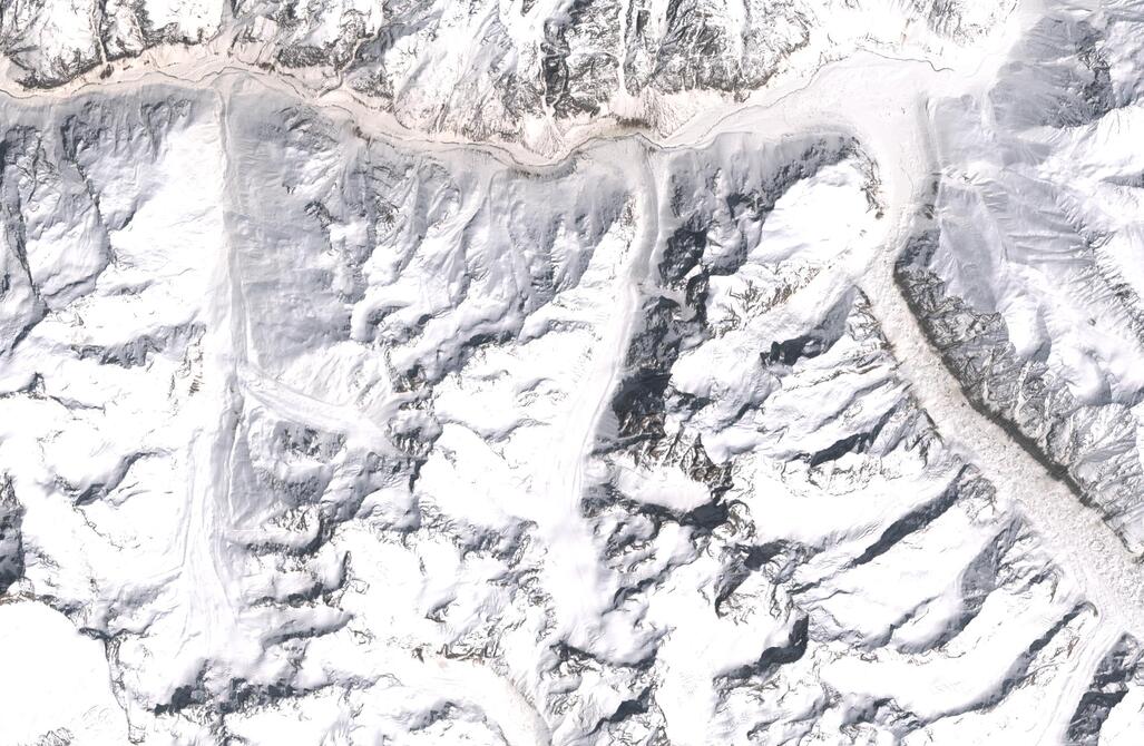 Aerial view of Chhota Shigri Glacier