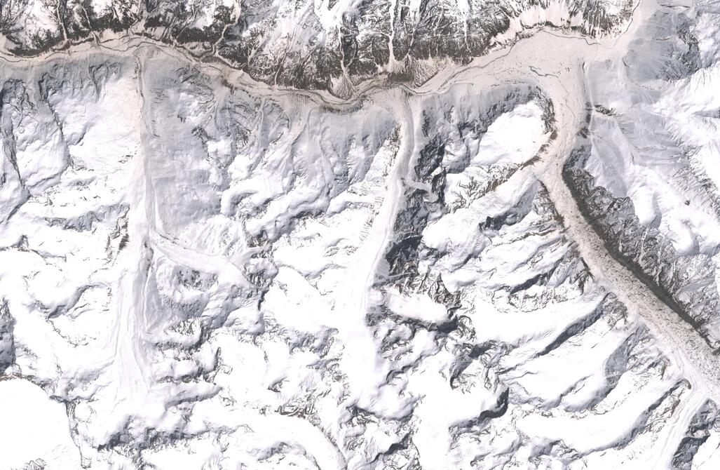 Aerial view of Chhota Shigri Glacier