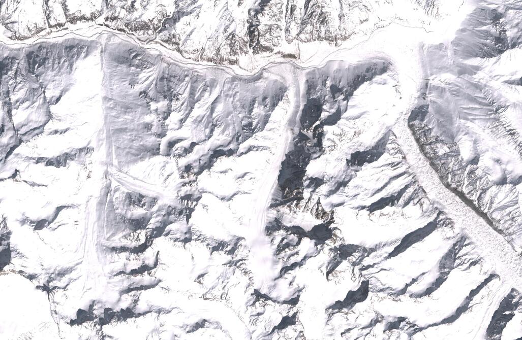 Aerial view of Chhota Shigri Glacier