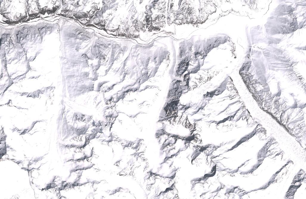 Aerial view of Chhota Shigri Glacier