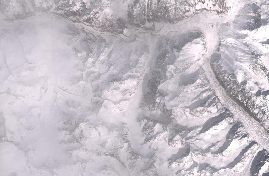 Aerial view of Chhota Shigri Glacier