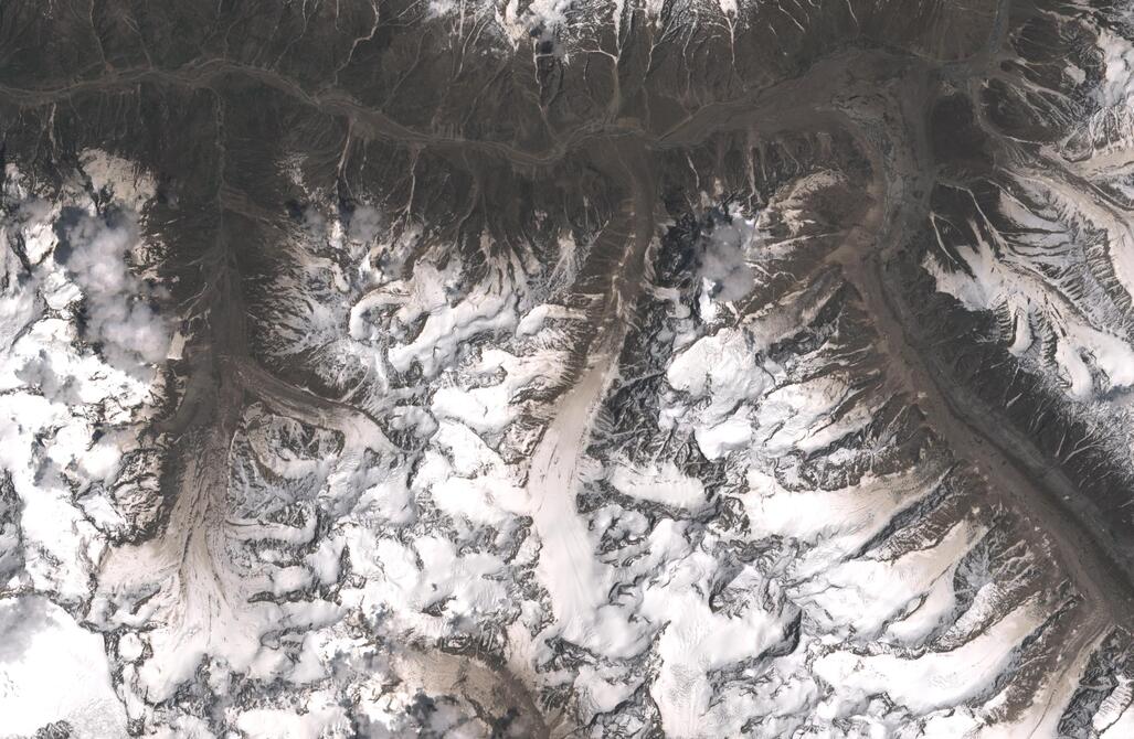 Aerial view of Chhota Shigri Glacier