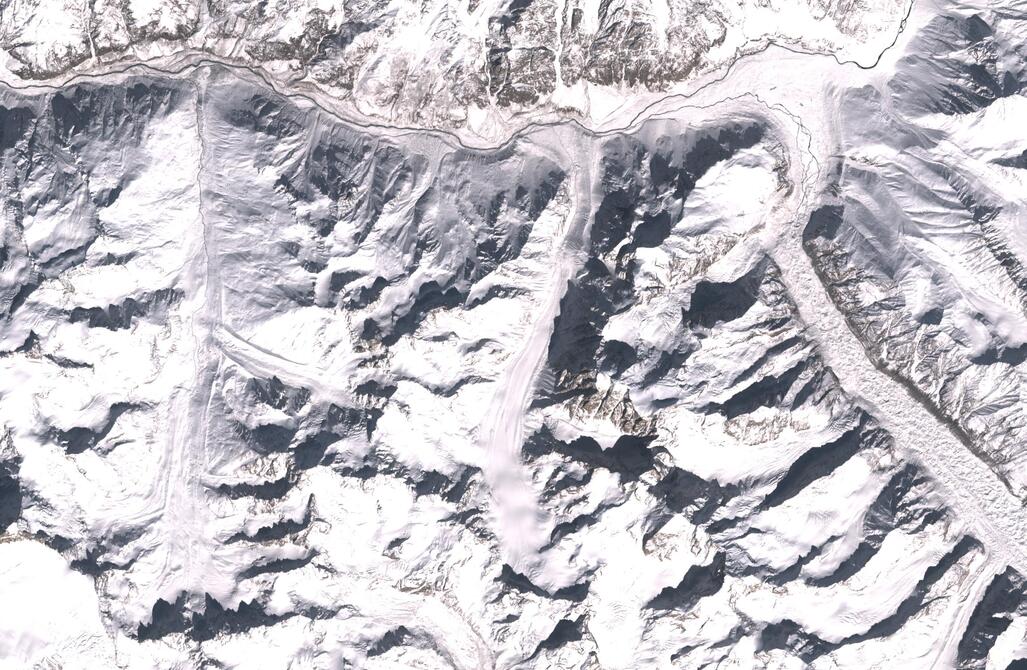 Aerial view of Chhota Shigri Glacier