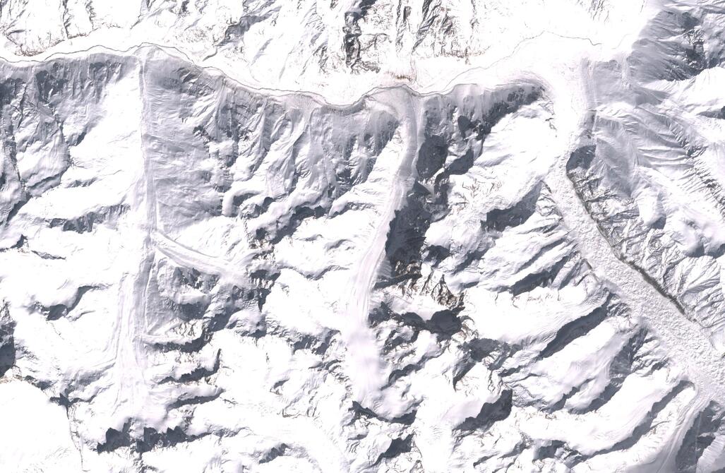 Aerial view of Chhota Shigri Glacier