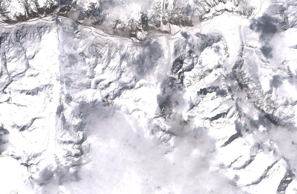 Aerial view of Chhota Shigri Glacier