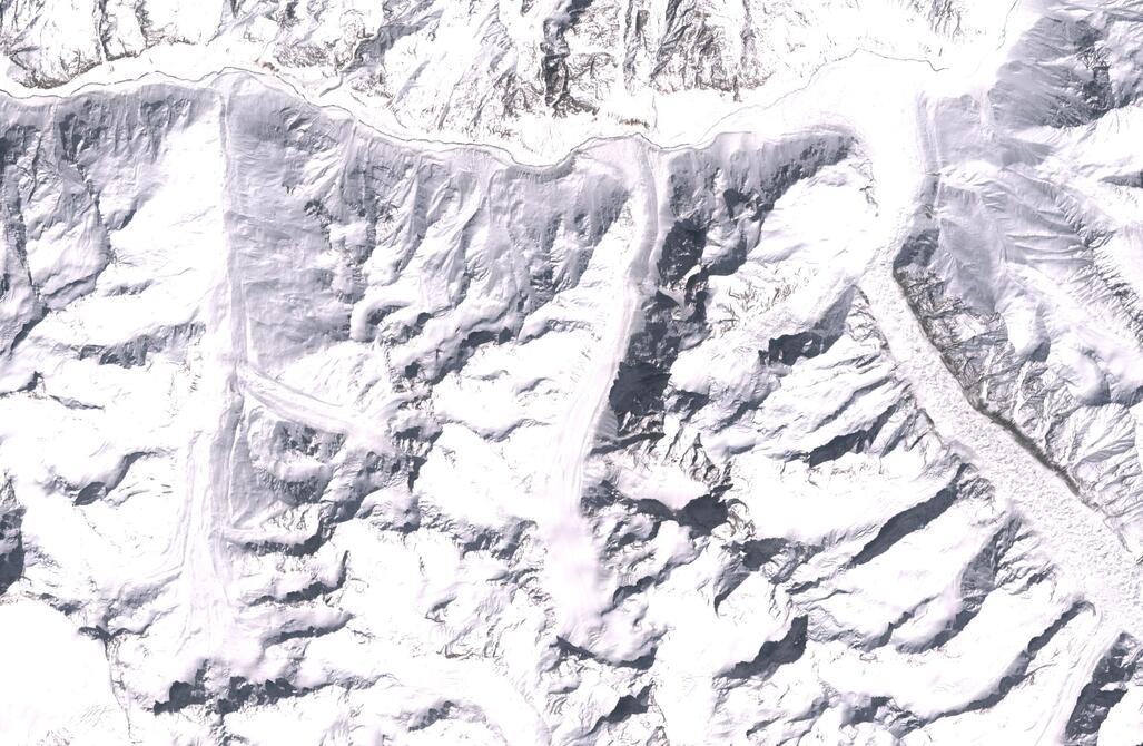 Aerial view of Chhota Shigri Glacier