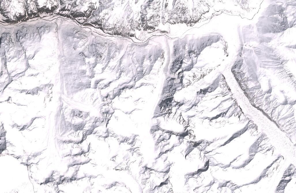 Aerial view of Chhota Shigri Glacier