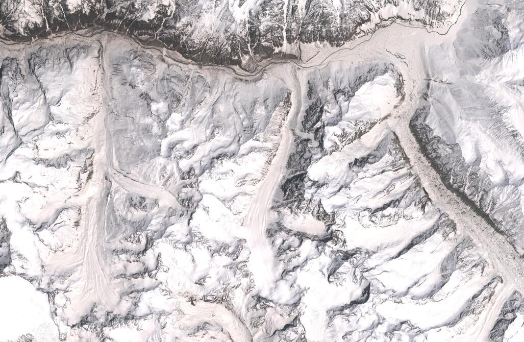 Aerial view of Chhota Shigri Glacier