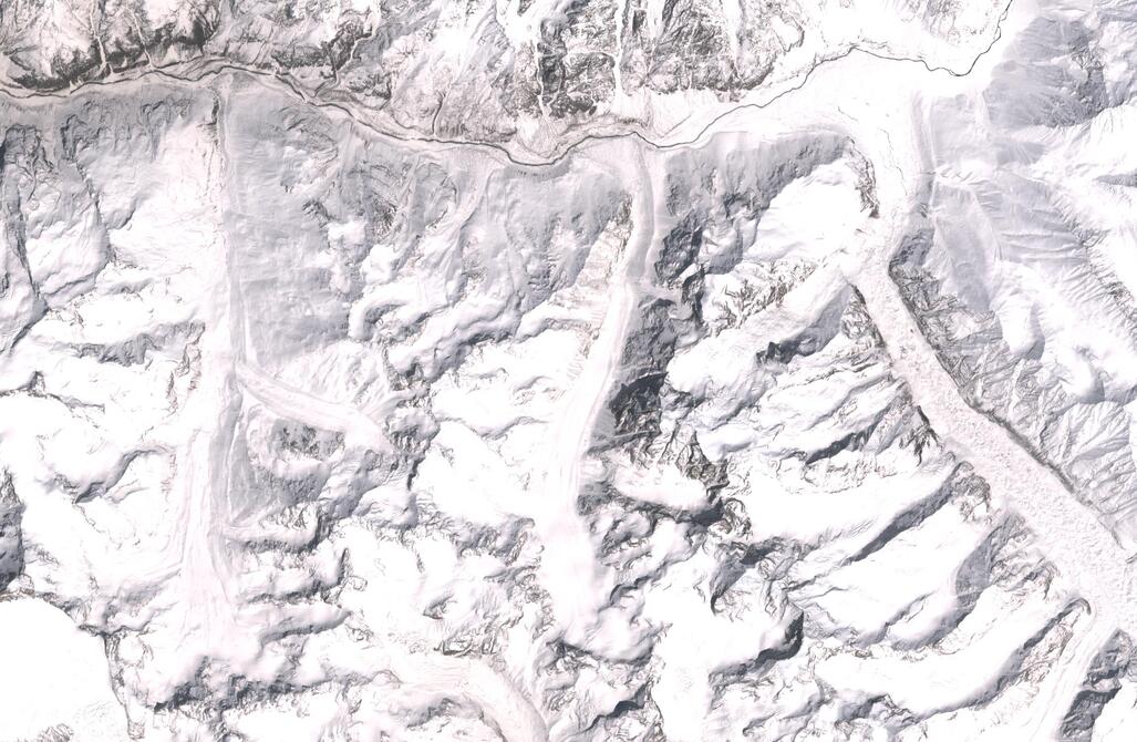Aerial view of Chhota Shigri Glacier