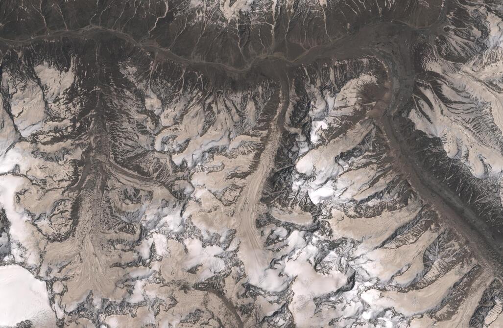 Aerial view of Chhota Shigri Glacier
