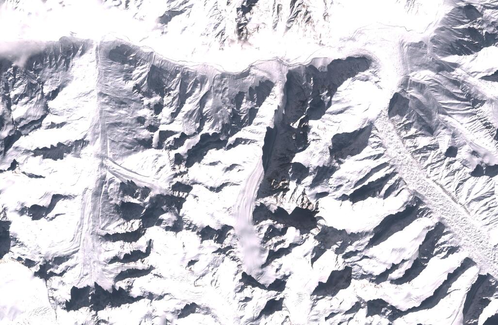 Aerial view of Chhota Shigri Glacier