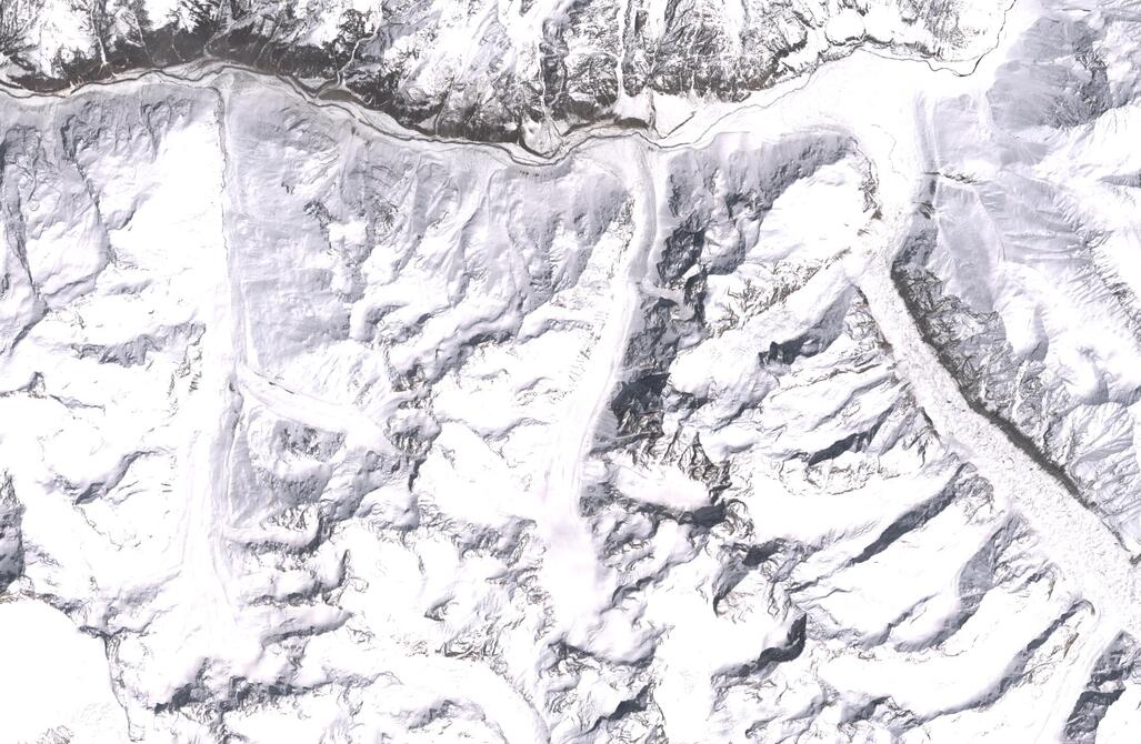 Aerial view of Chhota Shigri Glacier