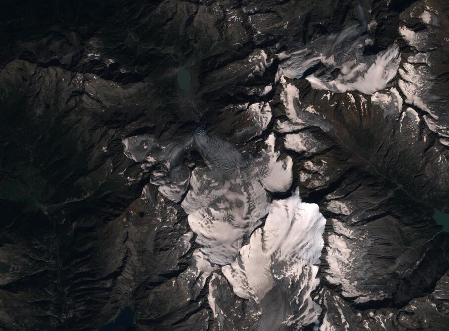 Aerial view of Rhone Glacier