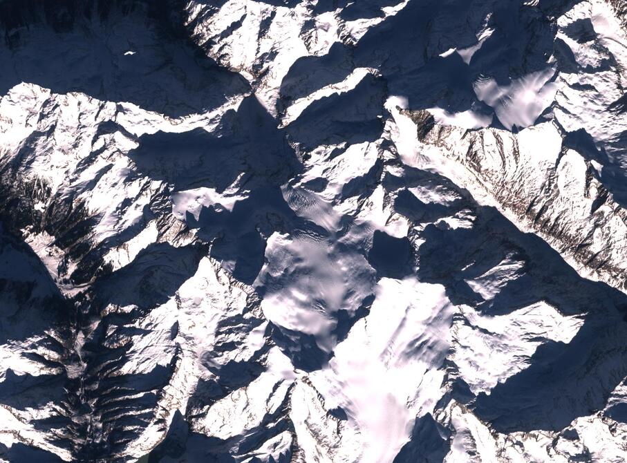 Aerial view of Rhone Glacier