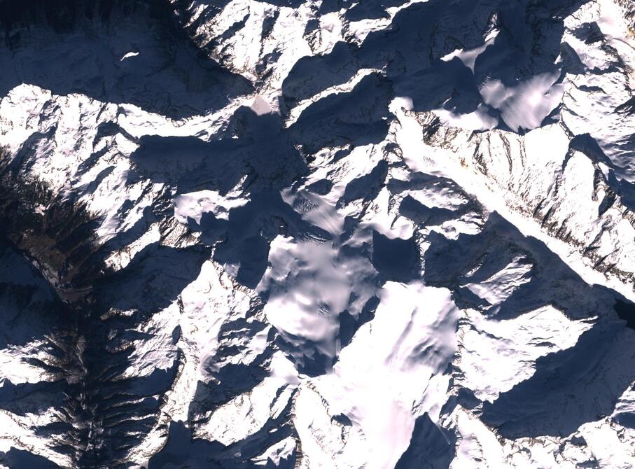 Aerial view of Rhone Glacier